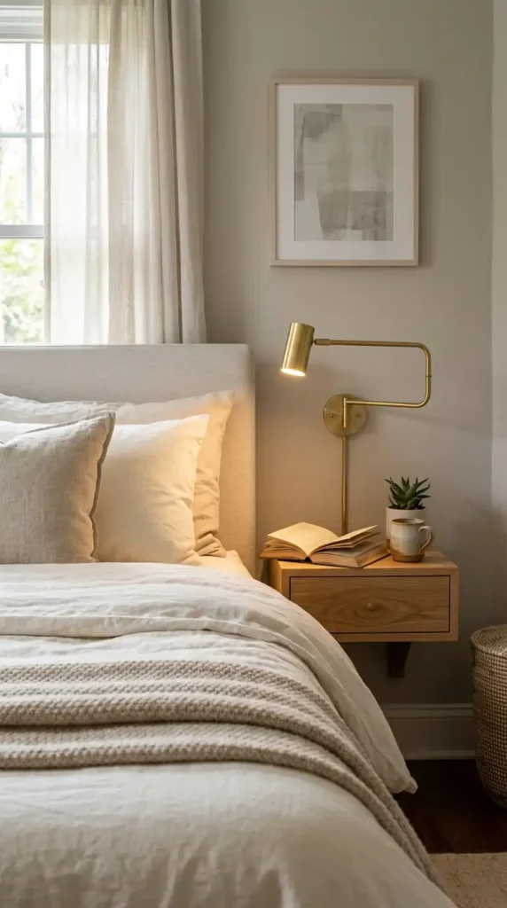 Adjustable Reading Lamp Above Nightstand