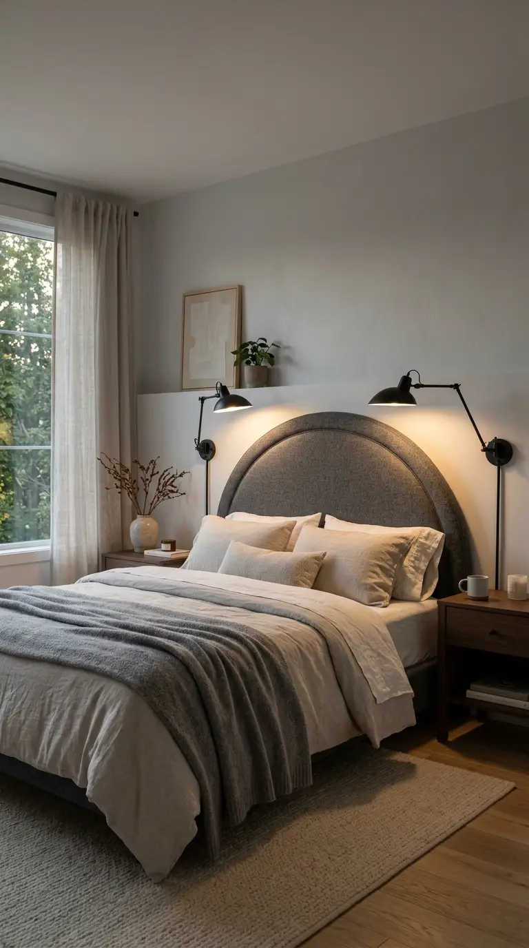 Arched Headboard With Sconces