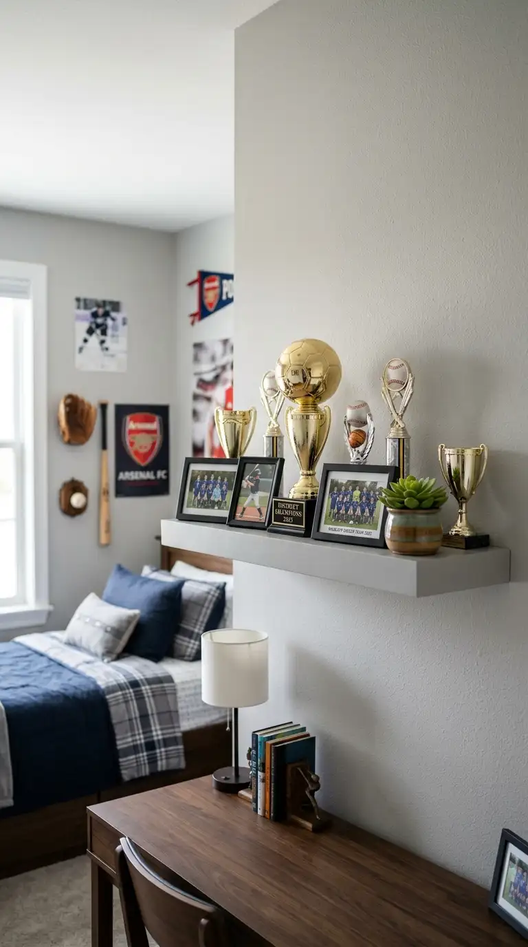 Athletic Trophy Display Shelf