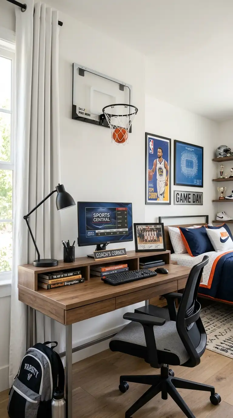Basketball Hoop Over Study Desk
