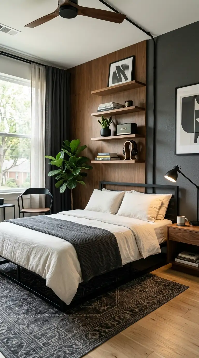 Black And Walnut Bedroom