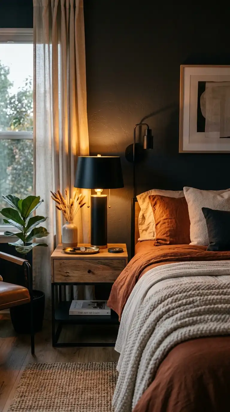 Black Lamp With Warm Lighting