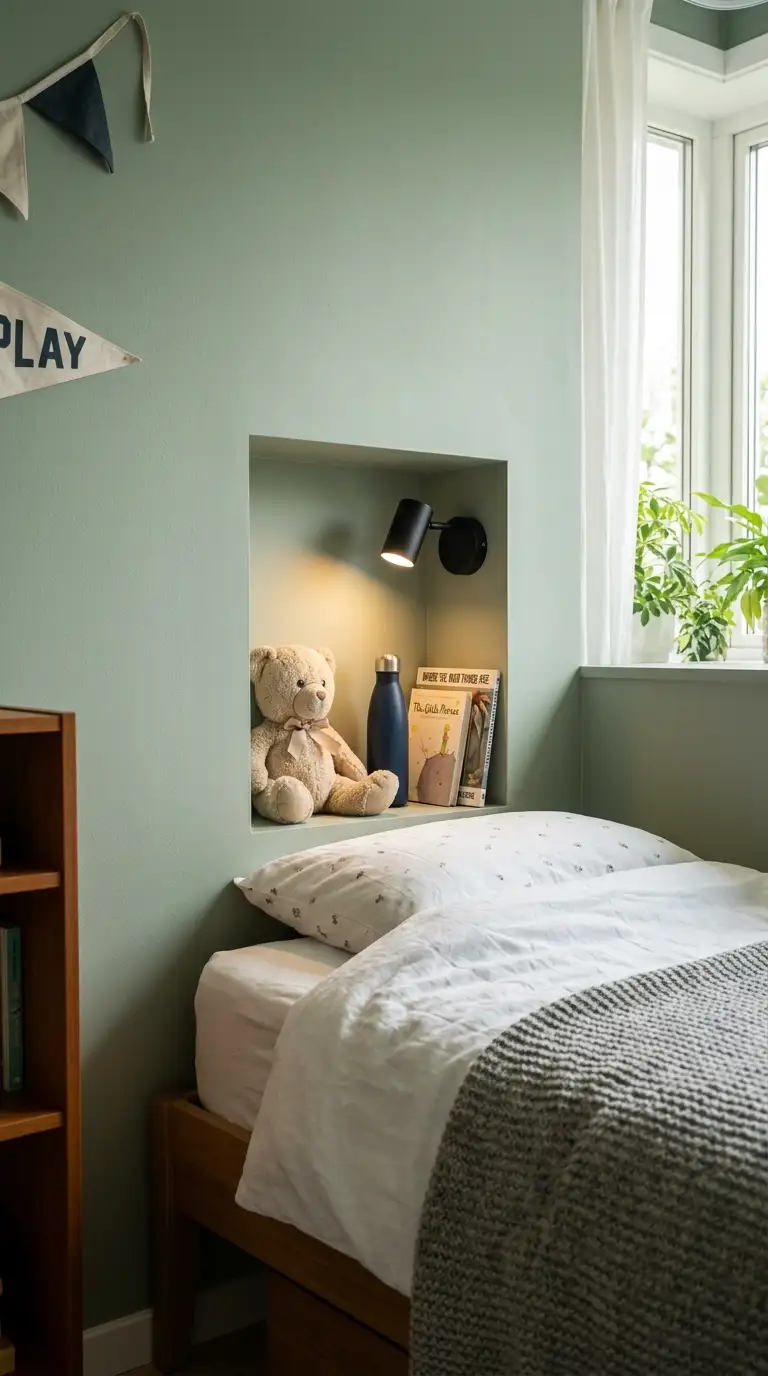 Built In Bedside Storage Cubby