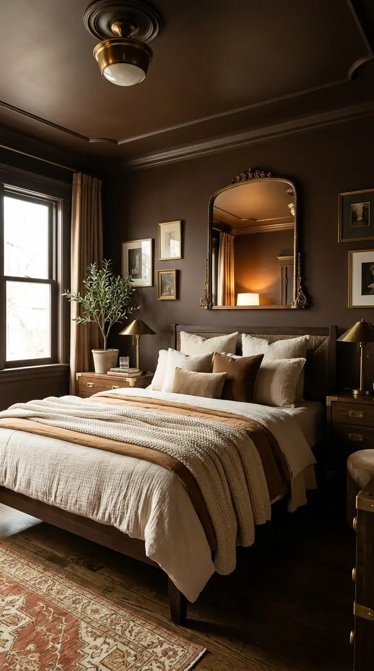 Chocolate Brown Color Drenched Walls