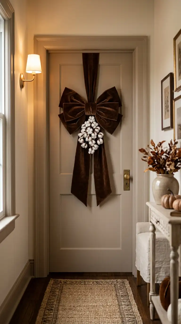 Chocolate Brown Velvet Door Bow