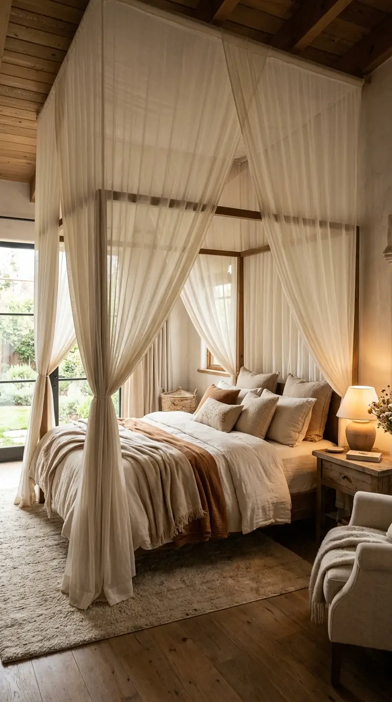 Cozy Canopy Bed With Drapes