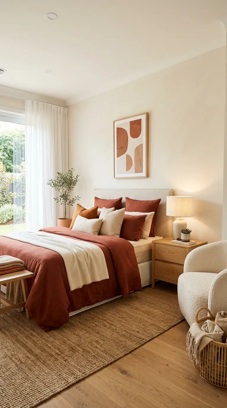 Cream And Terracotta Bedroom