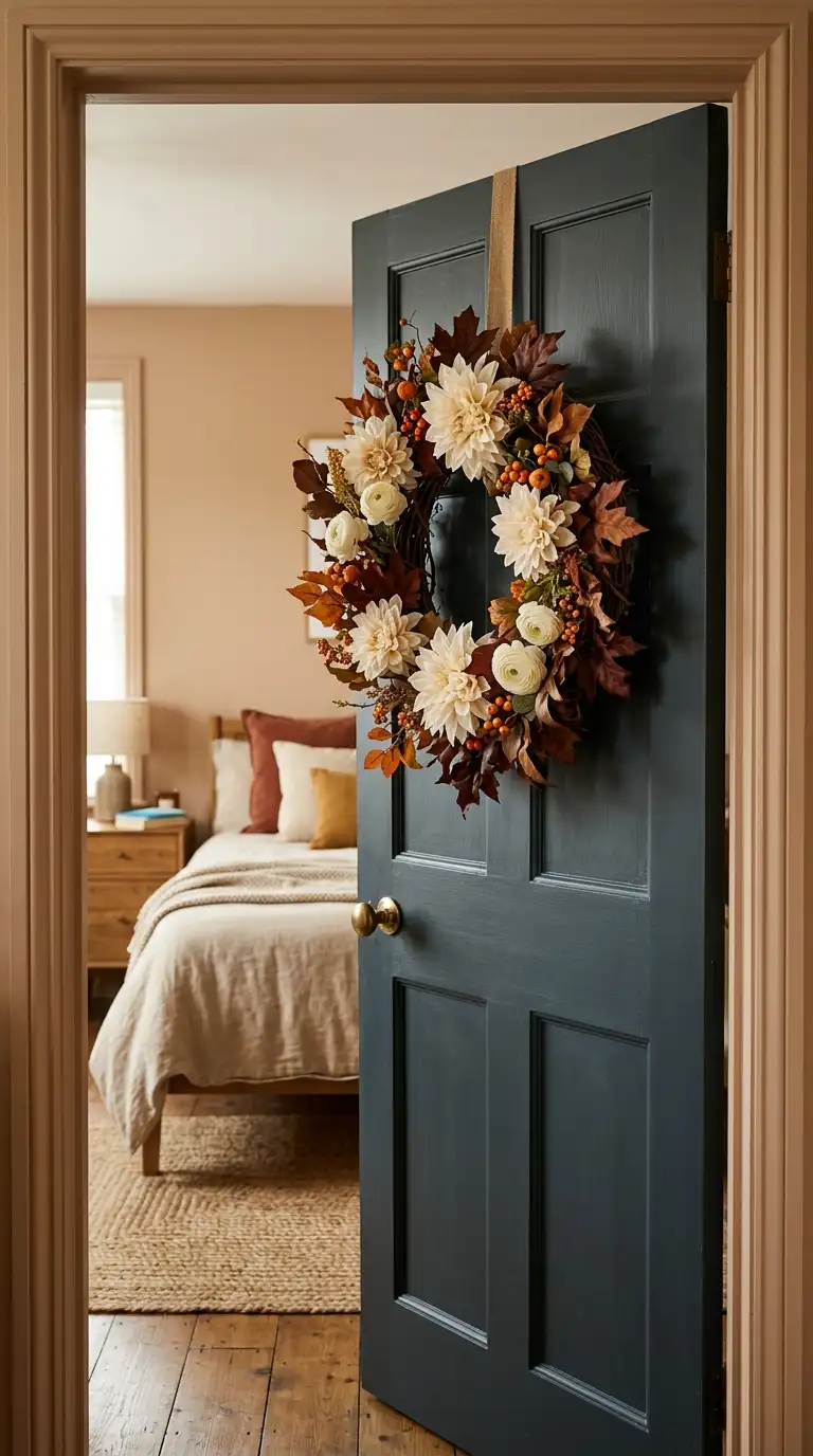 Cream Florals With Autumn Leaves