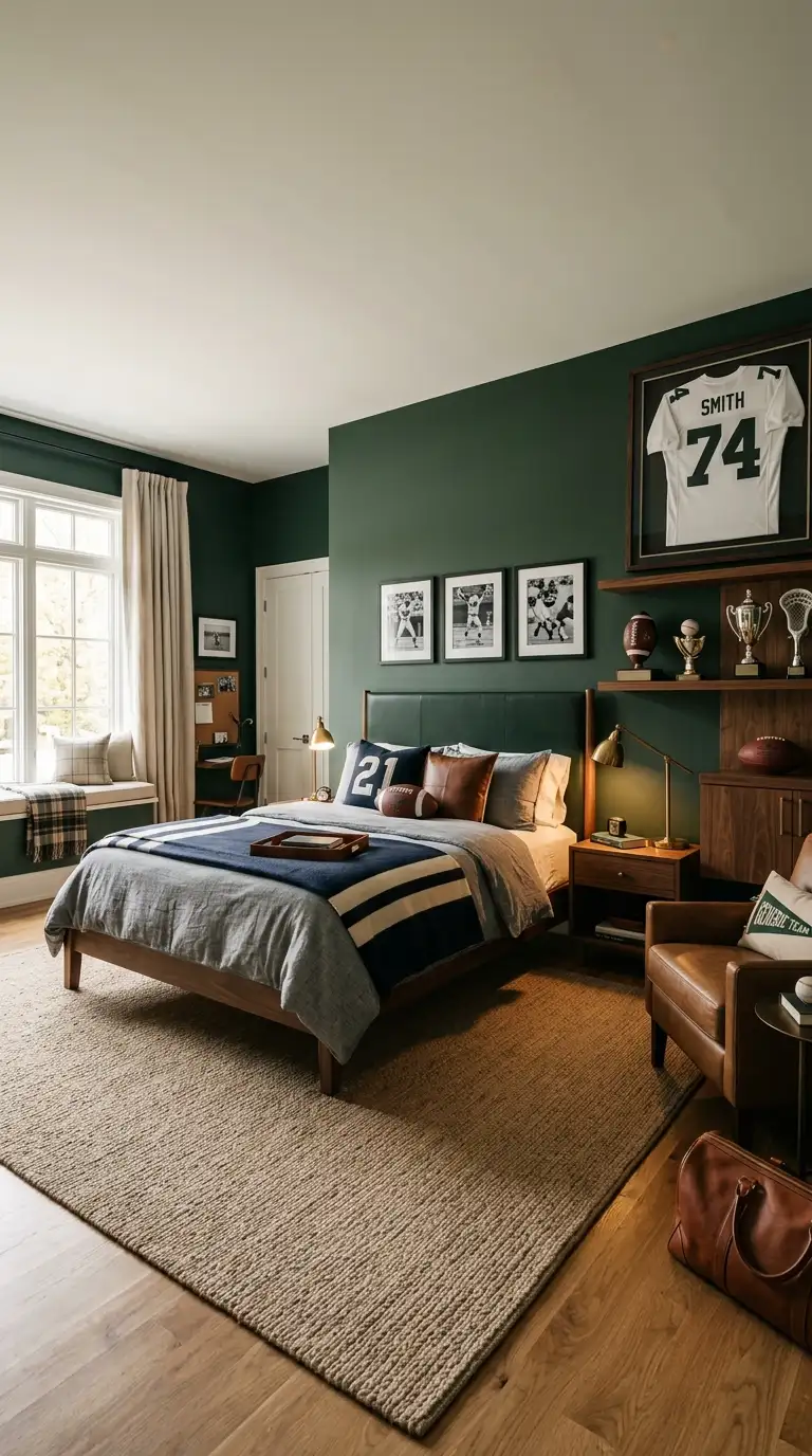 Dark Green Sports Bedroom