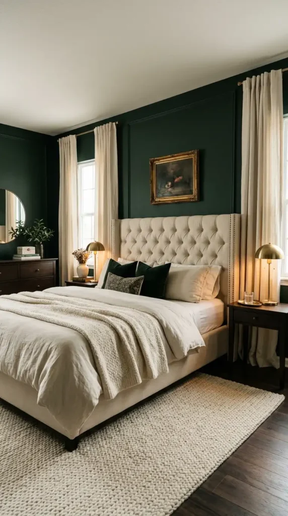 Deep Green Walls With Cream