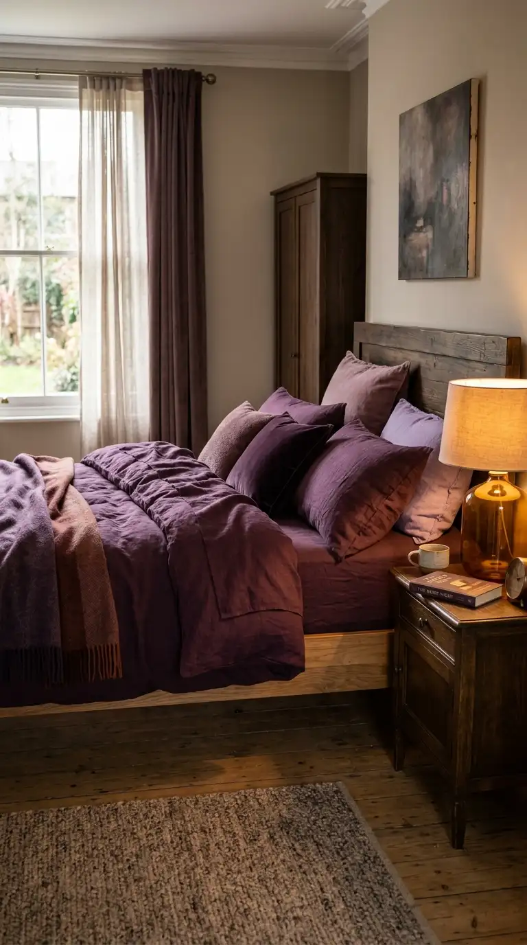 Deep Plum Linen Bedding