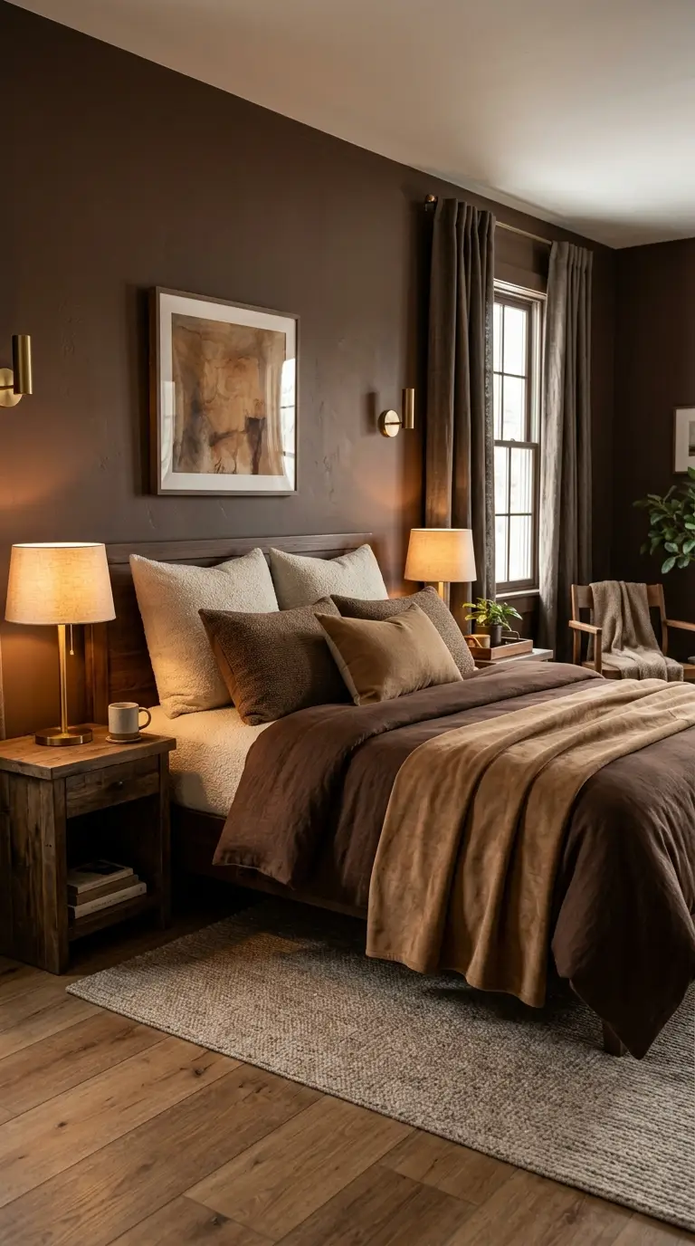 Earthy Brown Layered Bedroom