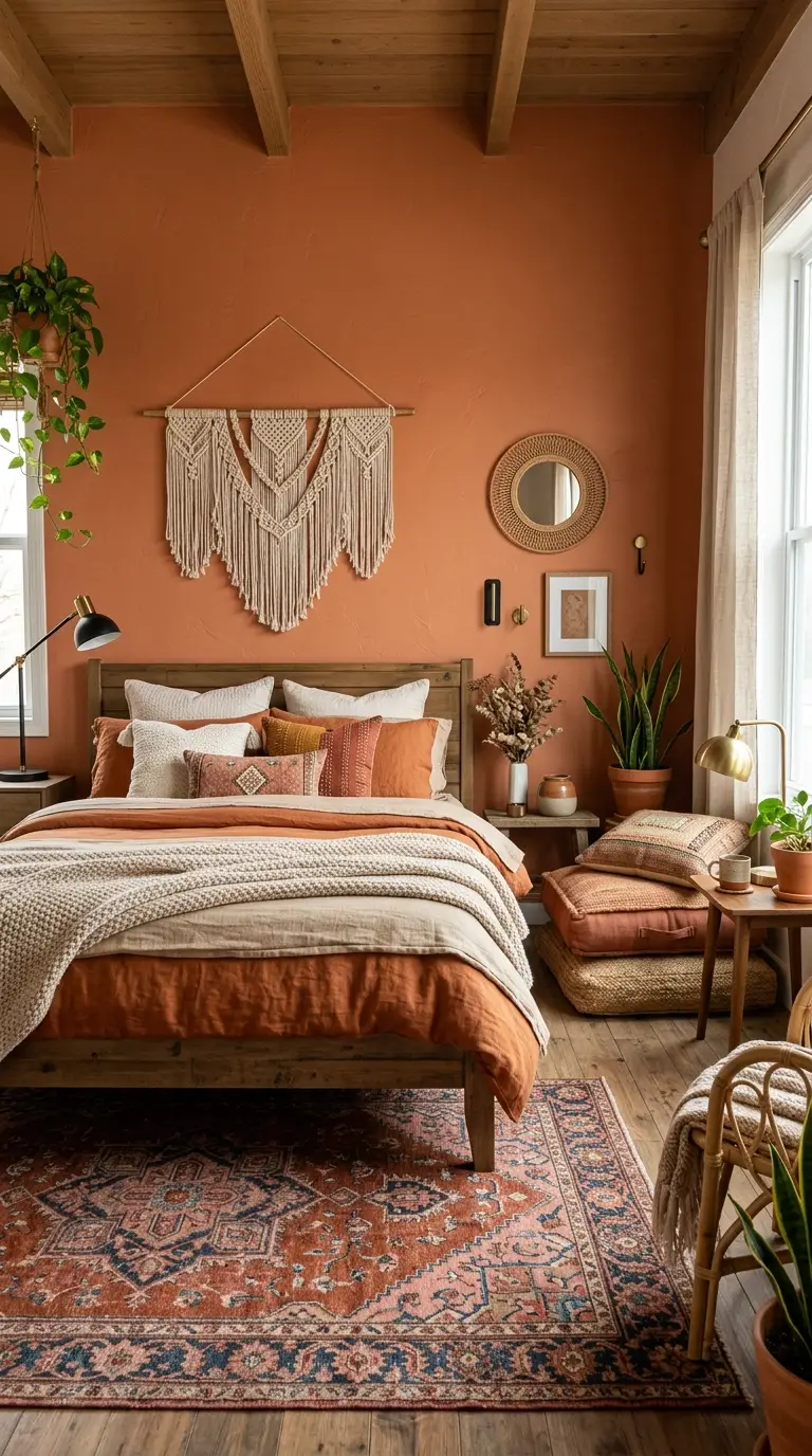Earthy Terracotta Boho Bedroom