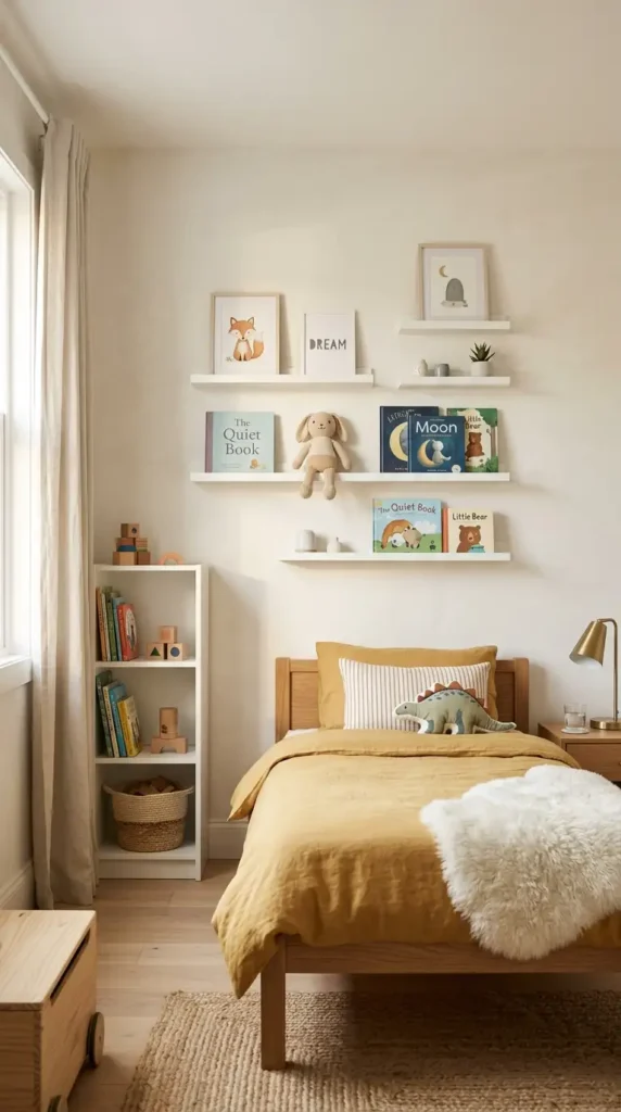 Floating Shelves Above Bed
