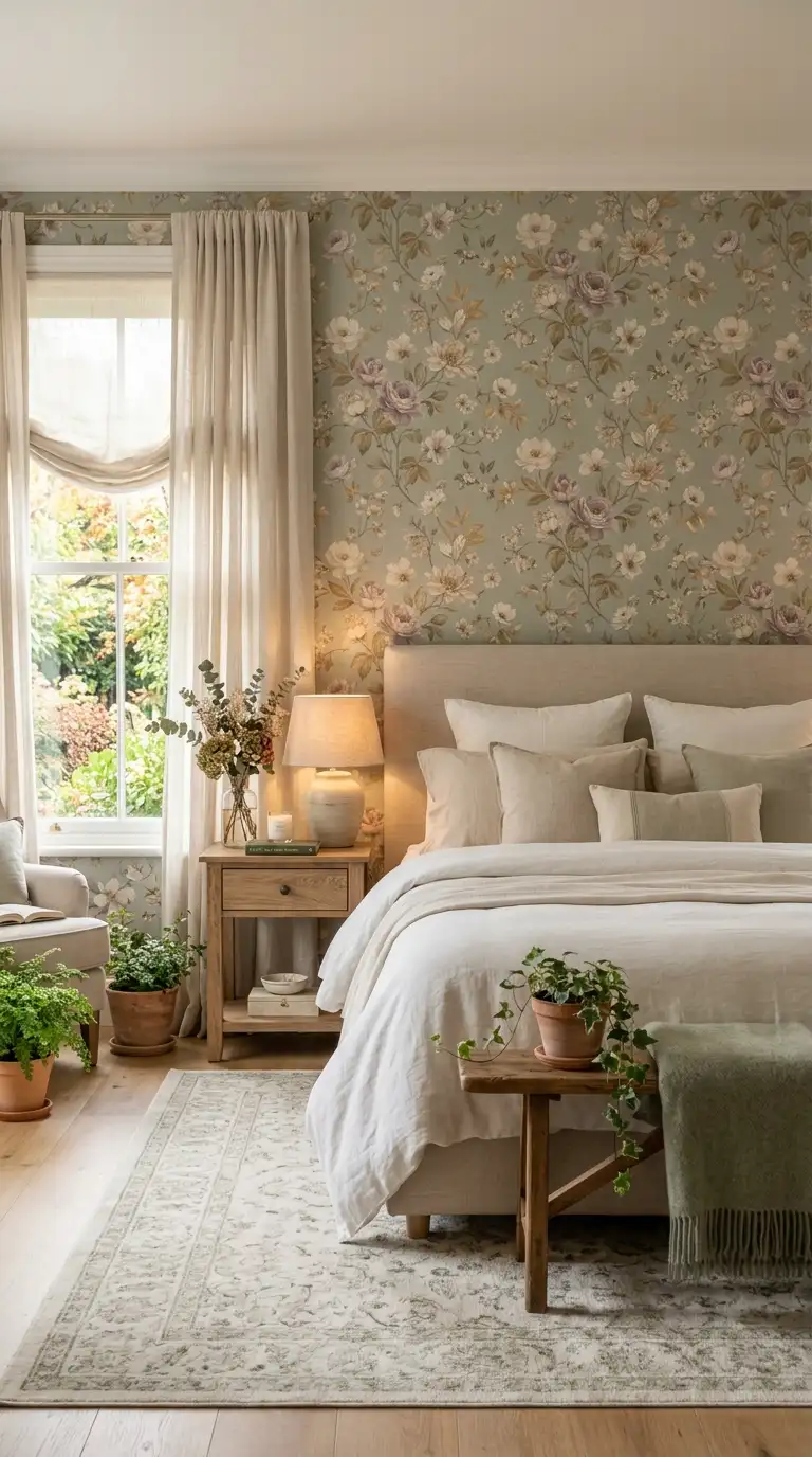 Floral Patterned Accent Wall