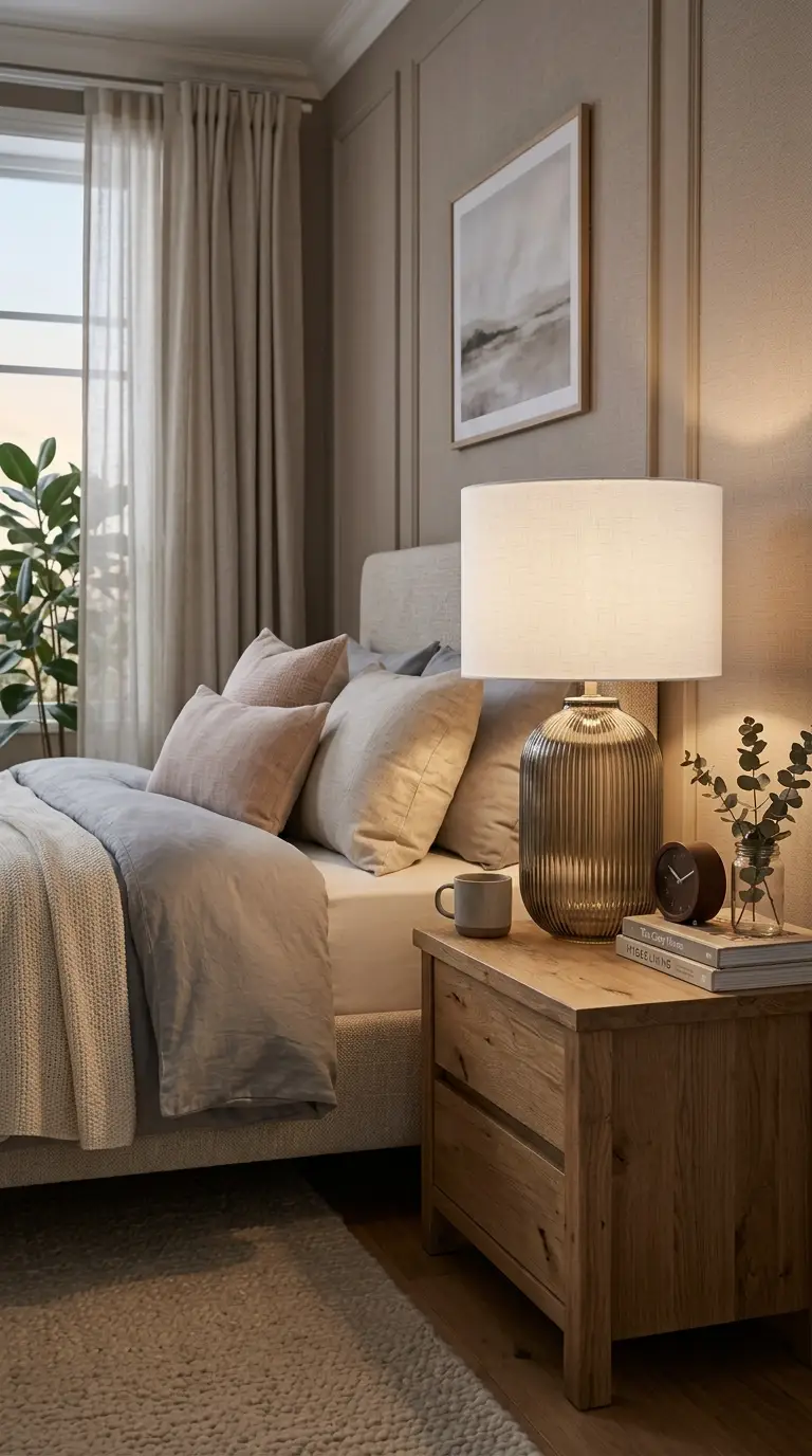 Fluted Glass Bedroom Lamp Design