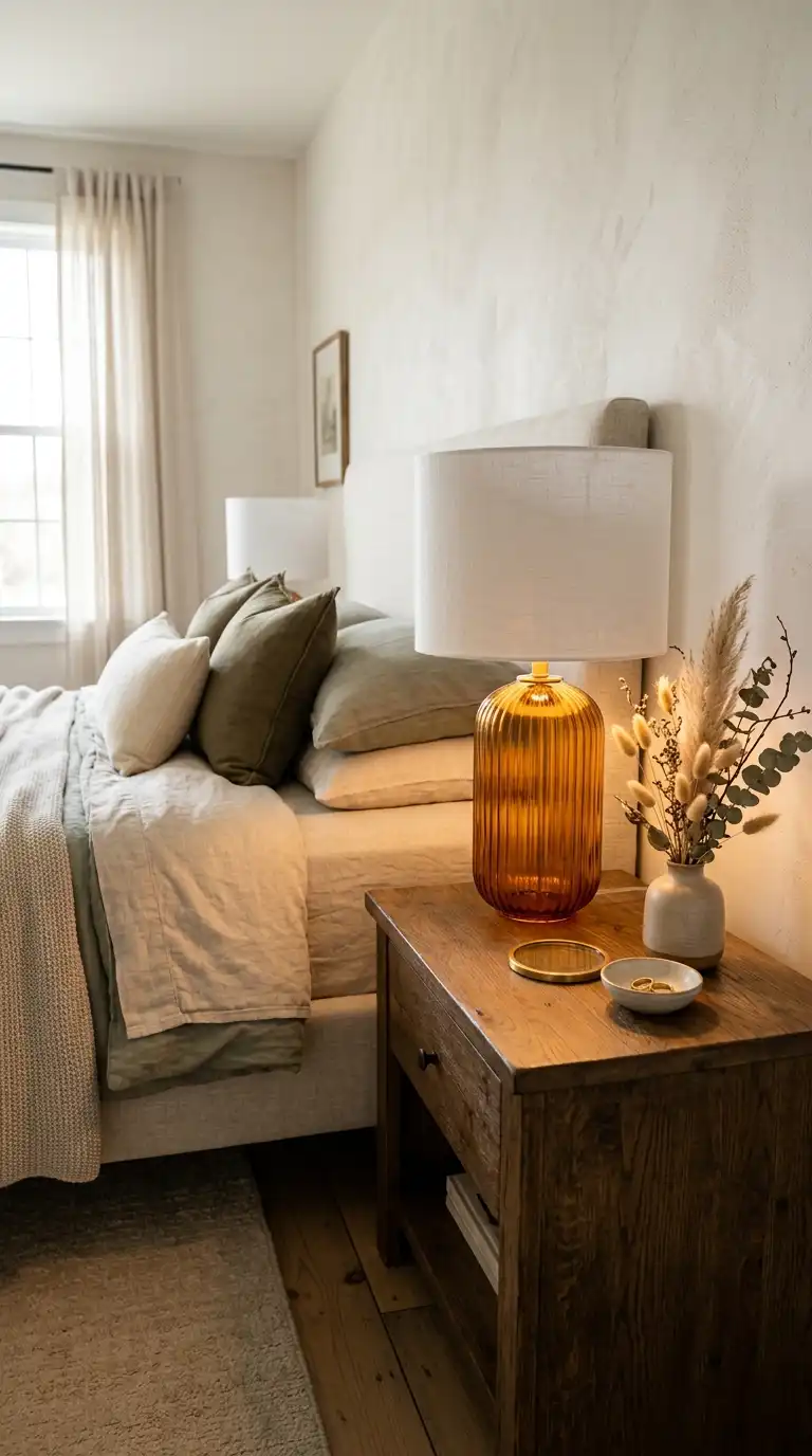 Fluted Glass Bedroom Table Lamp