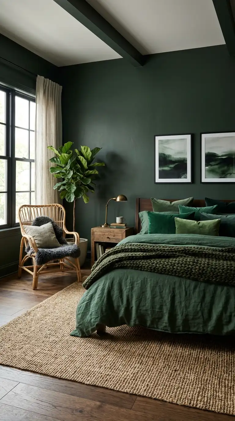 Forest Green Walls With Layered Textures