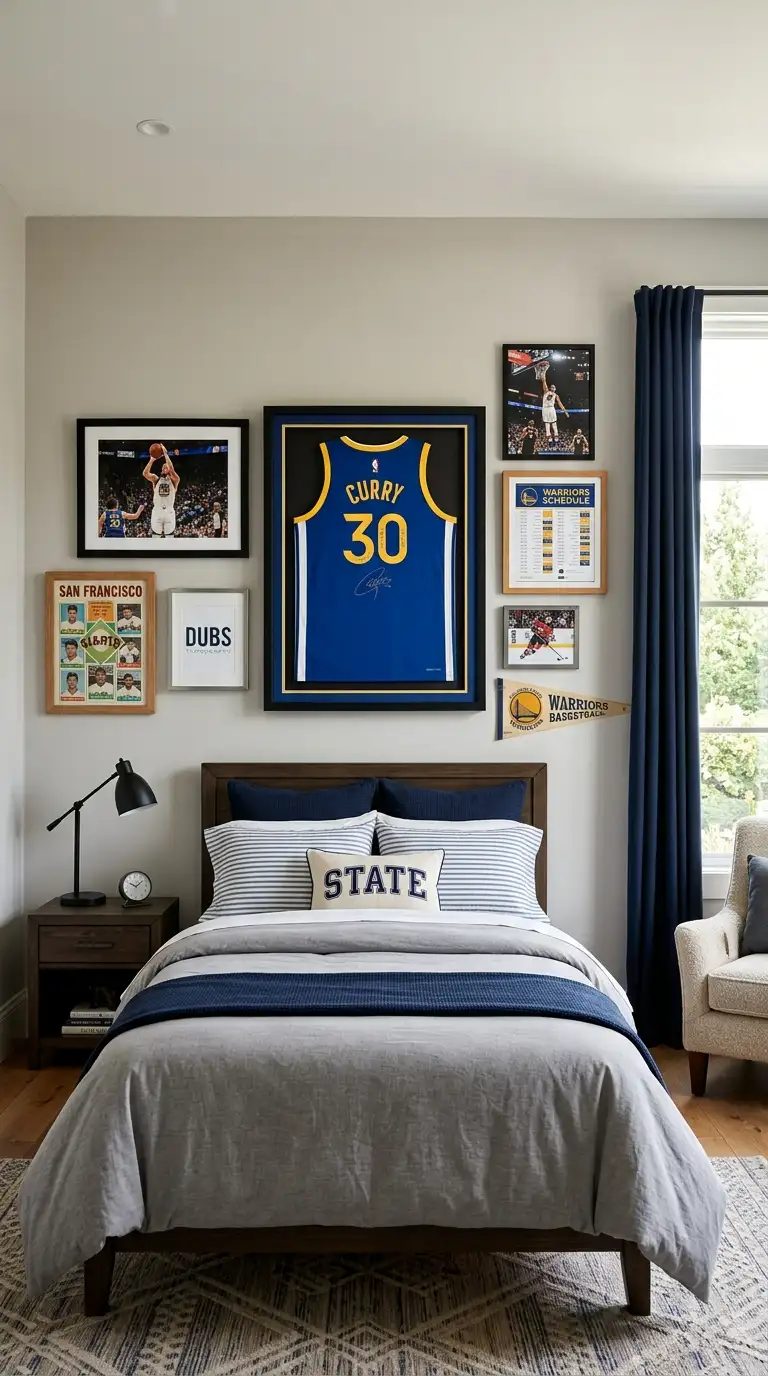 Framed Jersey Gallery Above Bed