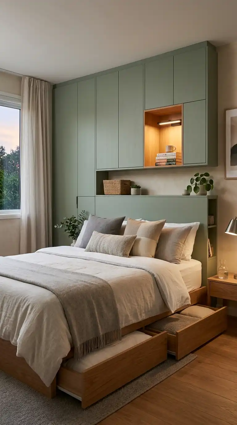 Hidden Storage Headboard Design