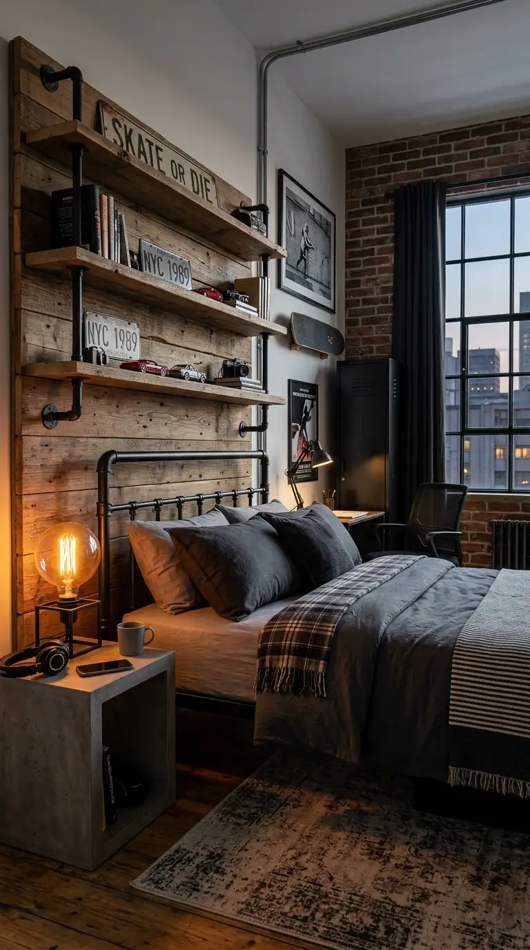 Industrial Metal Accent Bedroom