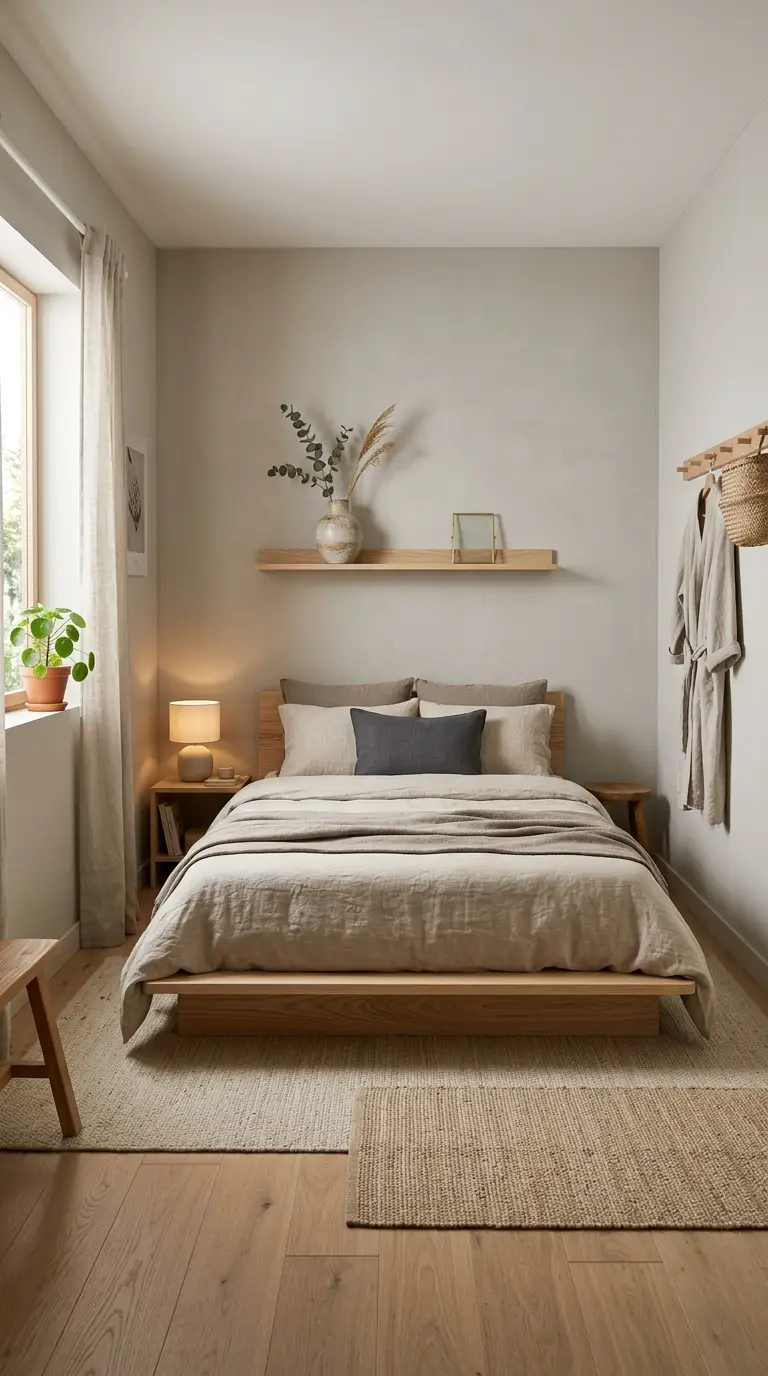Japandi Bedroom With Natural Textures