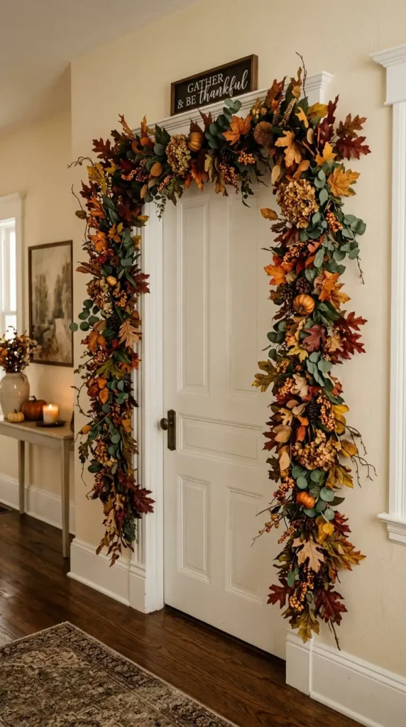 layered fall foliage door frame