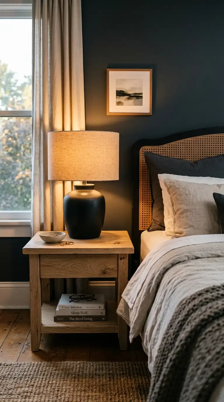 Matte Black Lamps With Linen Shades