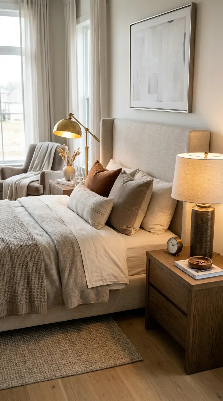 Mixed Metal Bedroom Lamp Styling