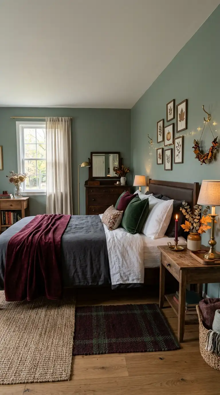 Moody Burgundy Bedroom Accents