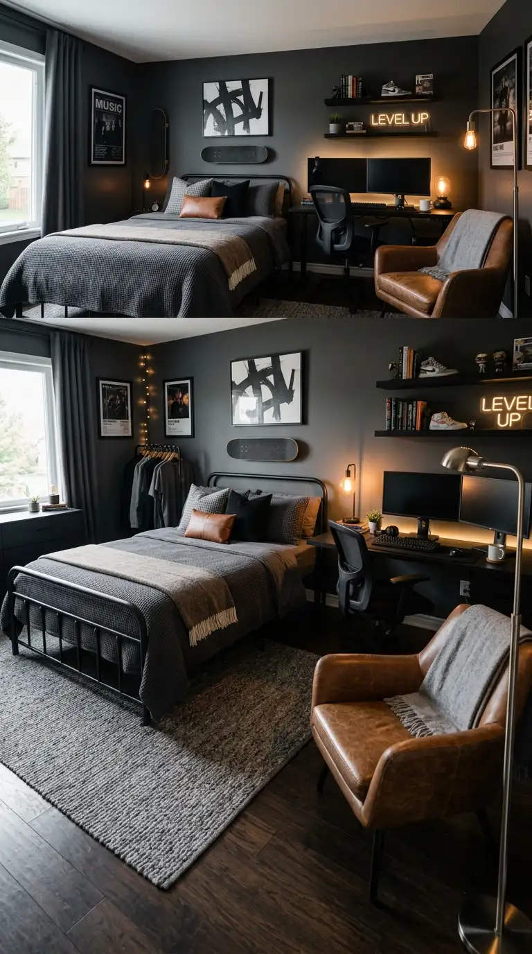 Moody Charcoal Gaming Bedroom