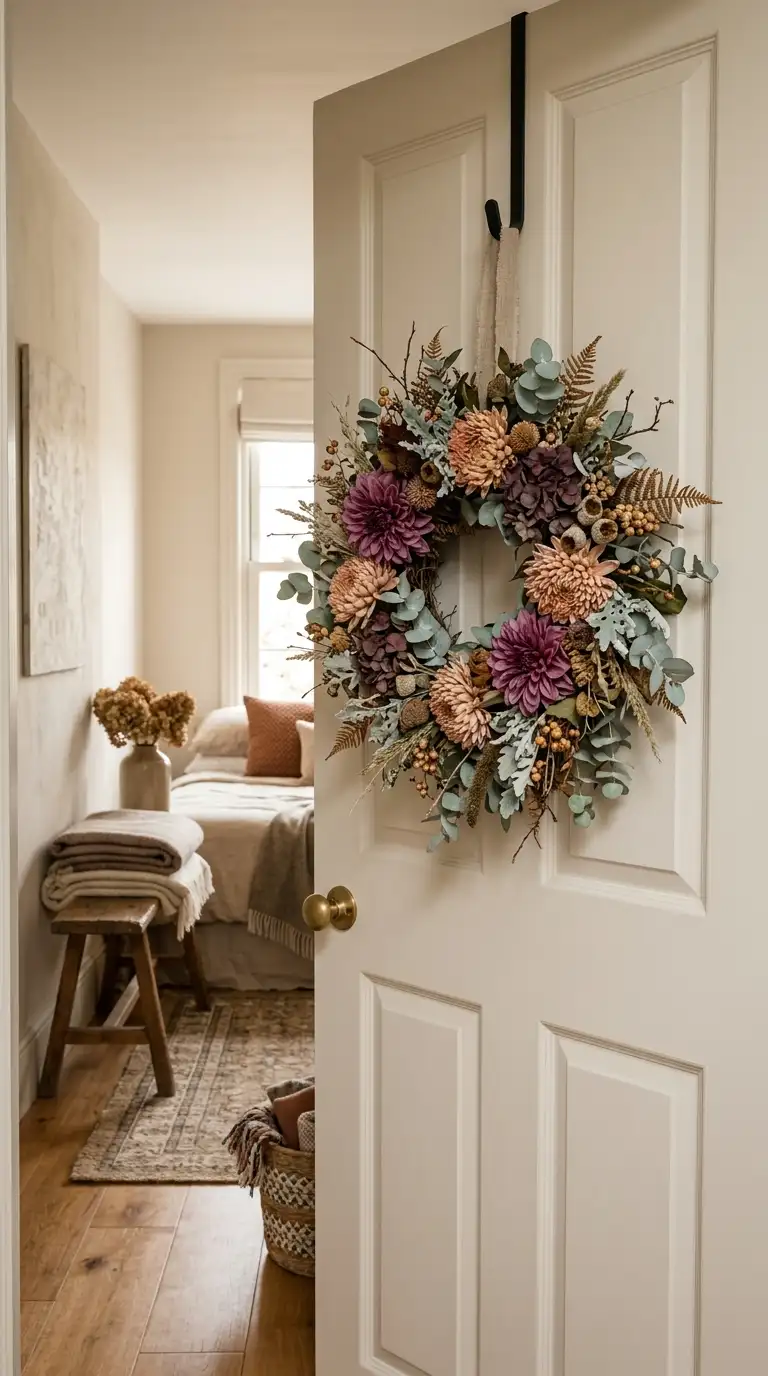 Muted Harvest Floral Door Wreath