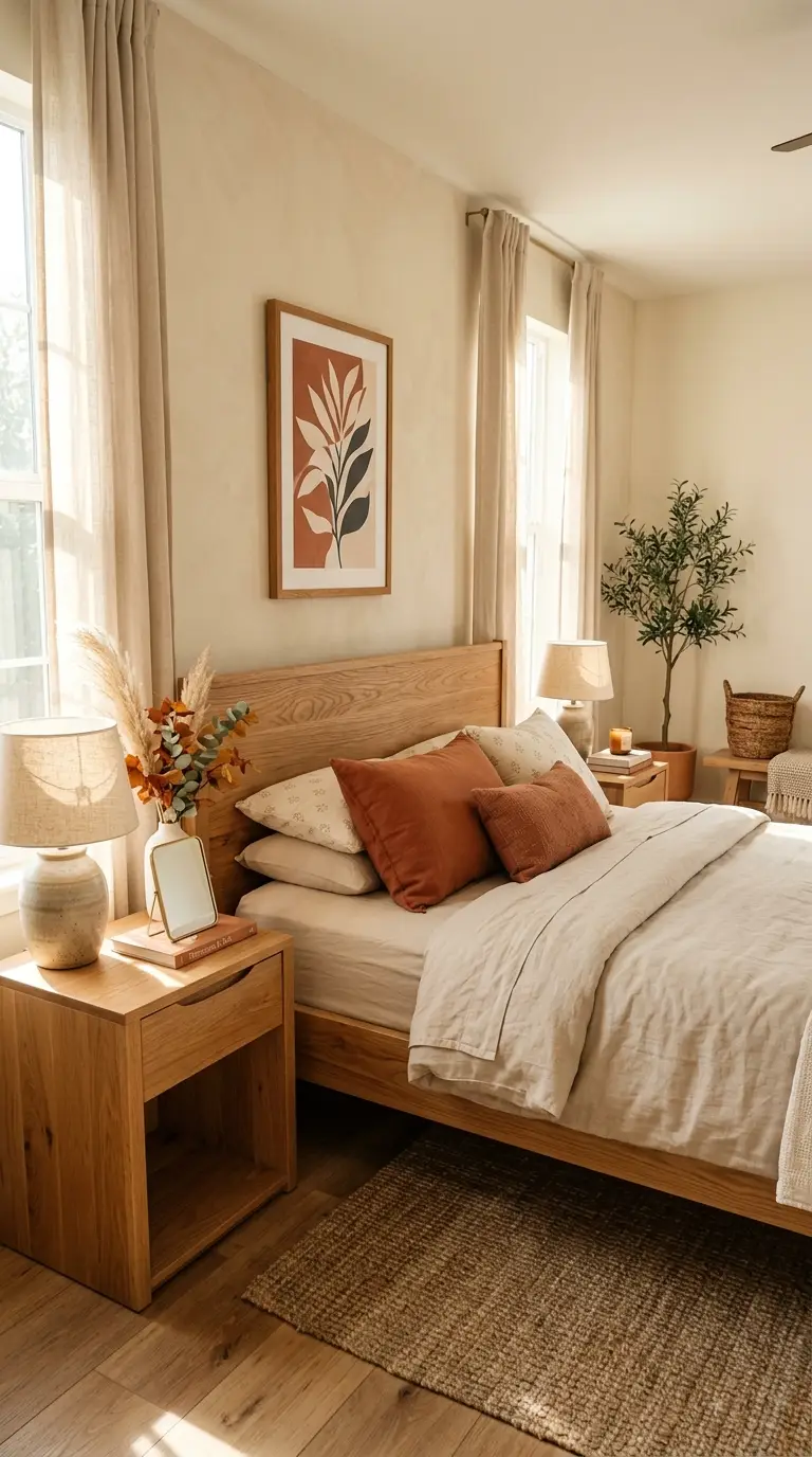 Natural Oak Terracotta Bedroom Styling