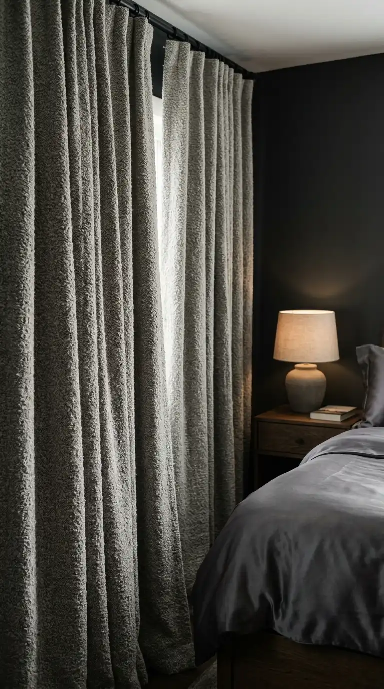 Natural Textured Blackout Bedroom Curtains