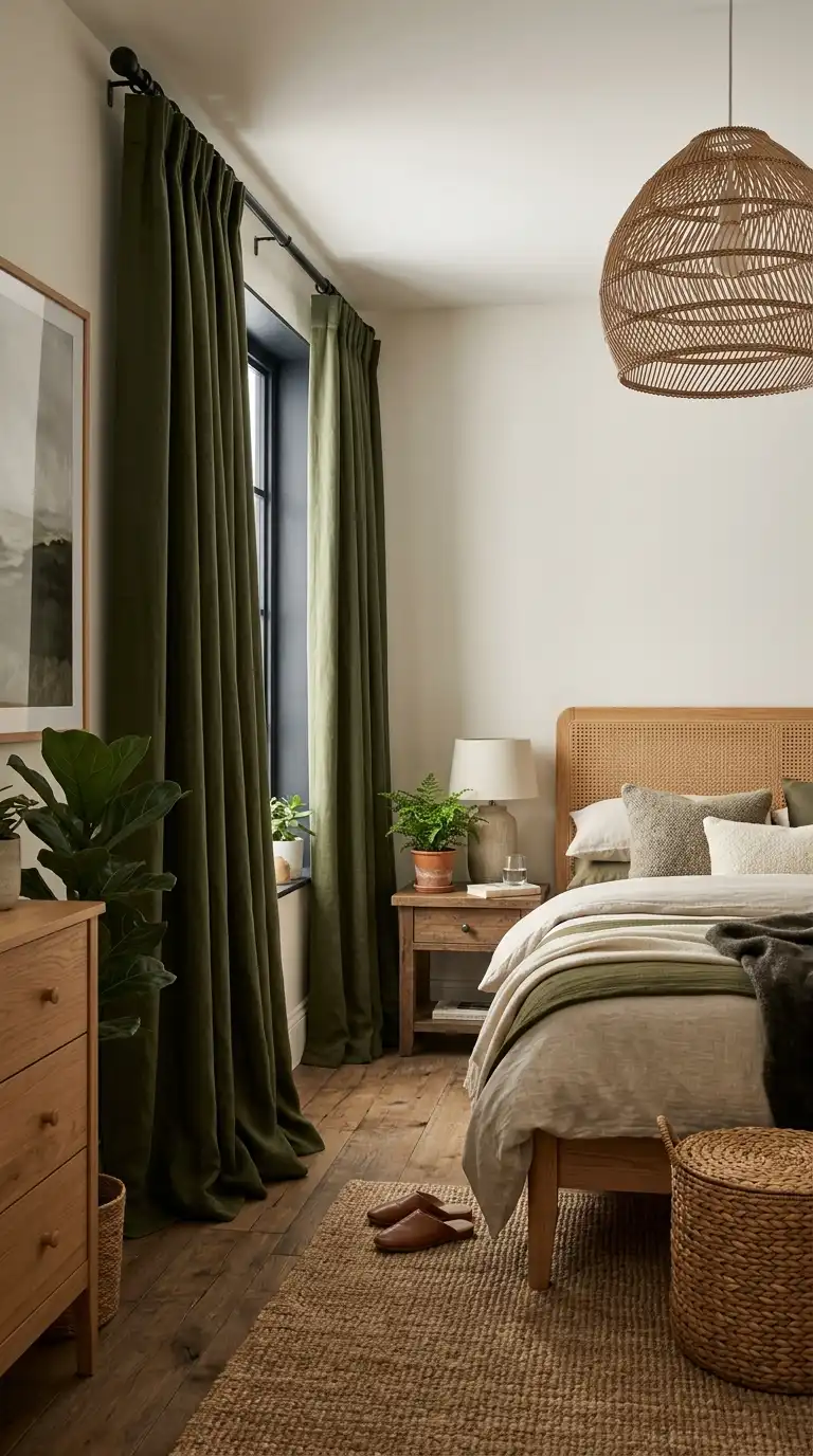 Olive Green Bedroom Curtain Panels