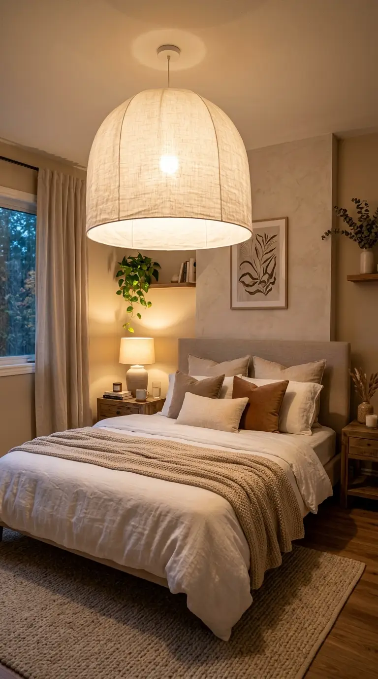 Oversized Fabric Pendant Bedroom