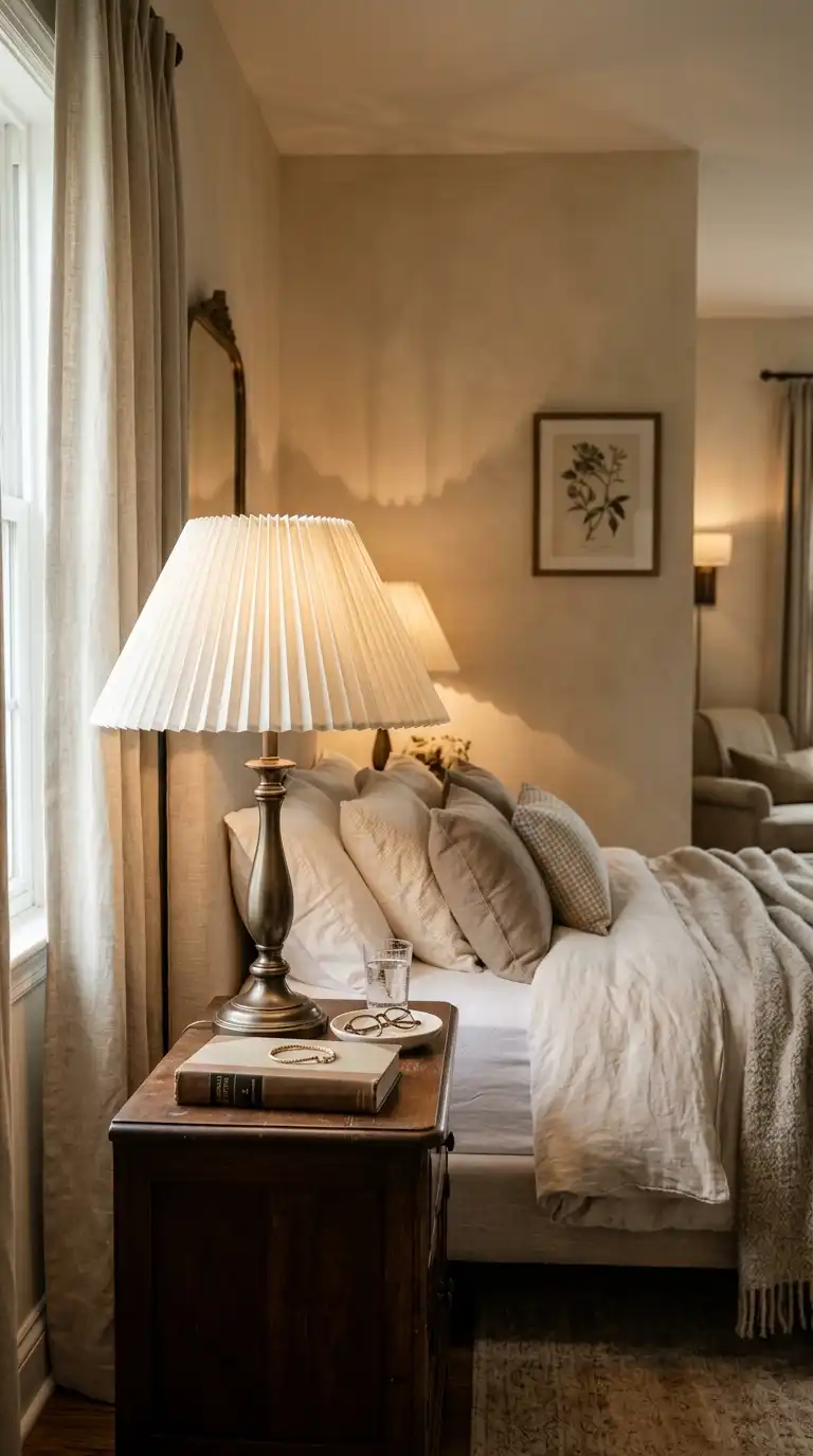 Pleated Shade Lamps Beside Bed