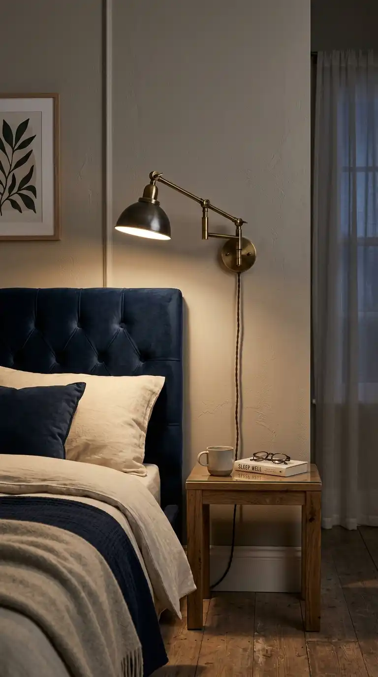 Plug In Sconce Beside Bed