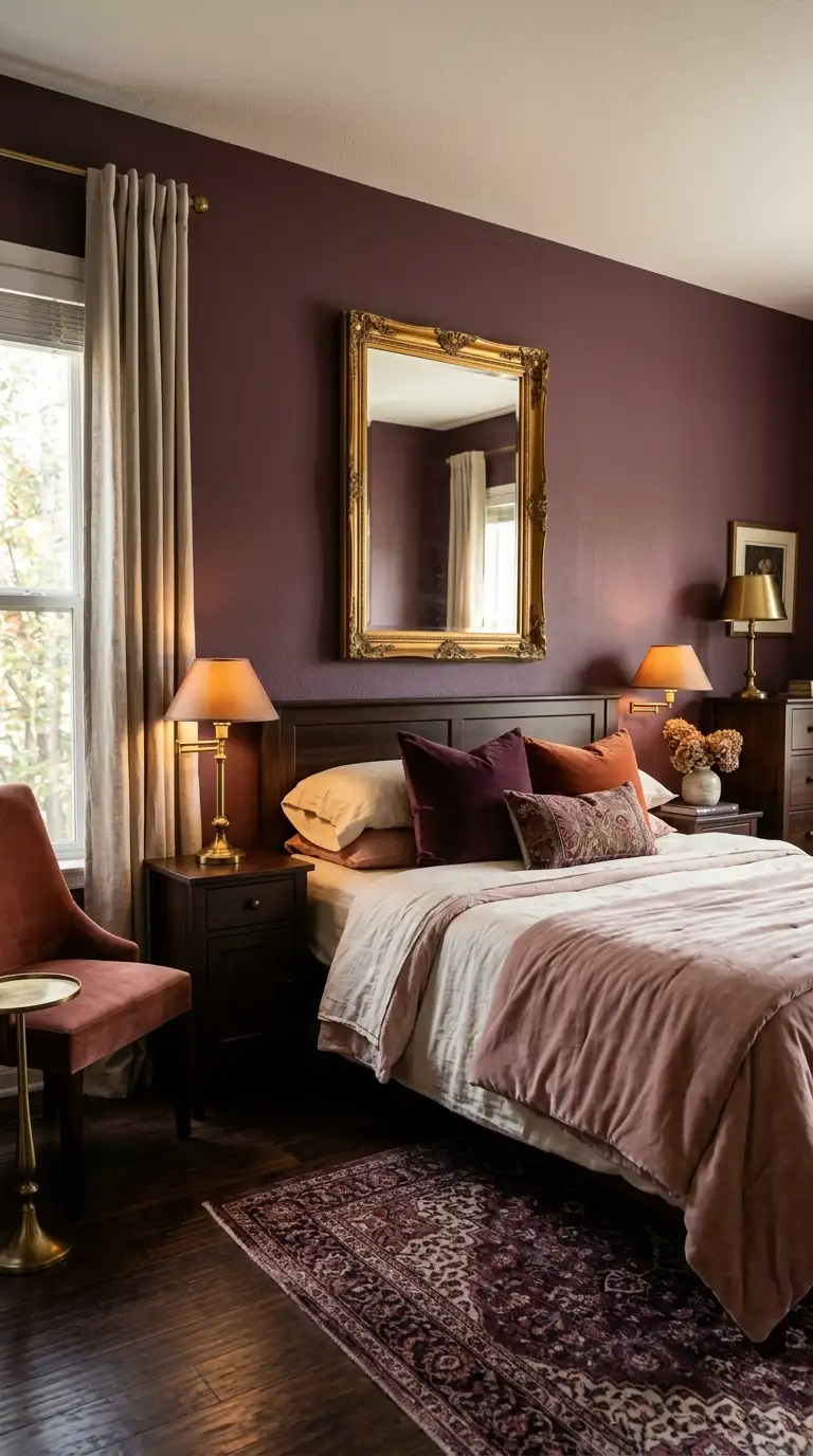 Rich Plum Walls With Gold