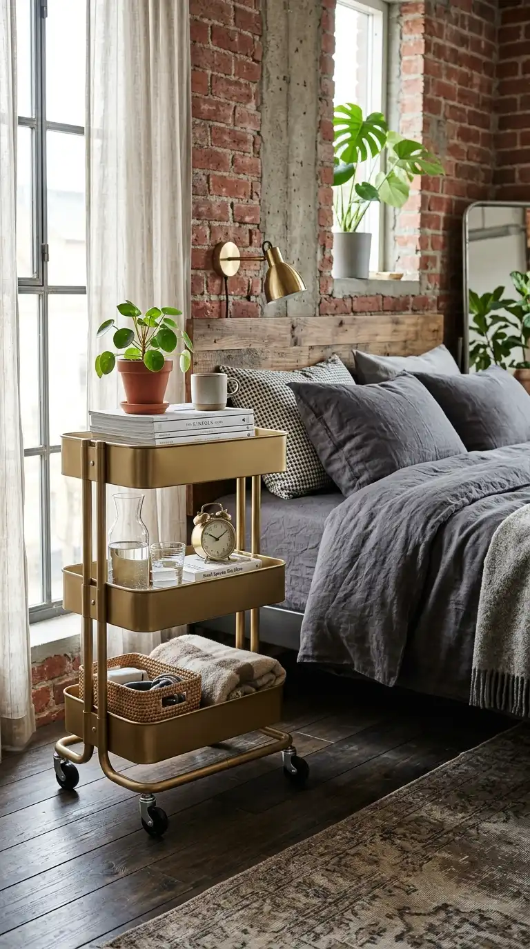Rolling Cart Beside Bed