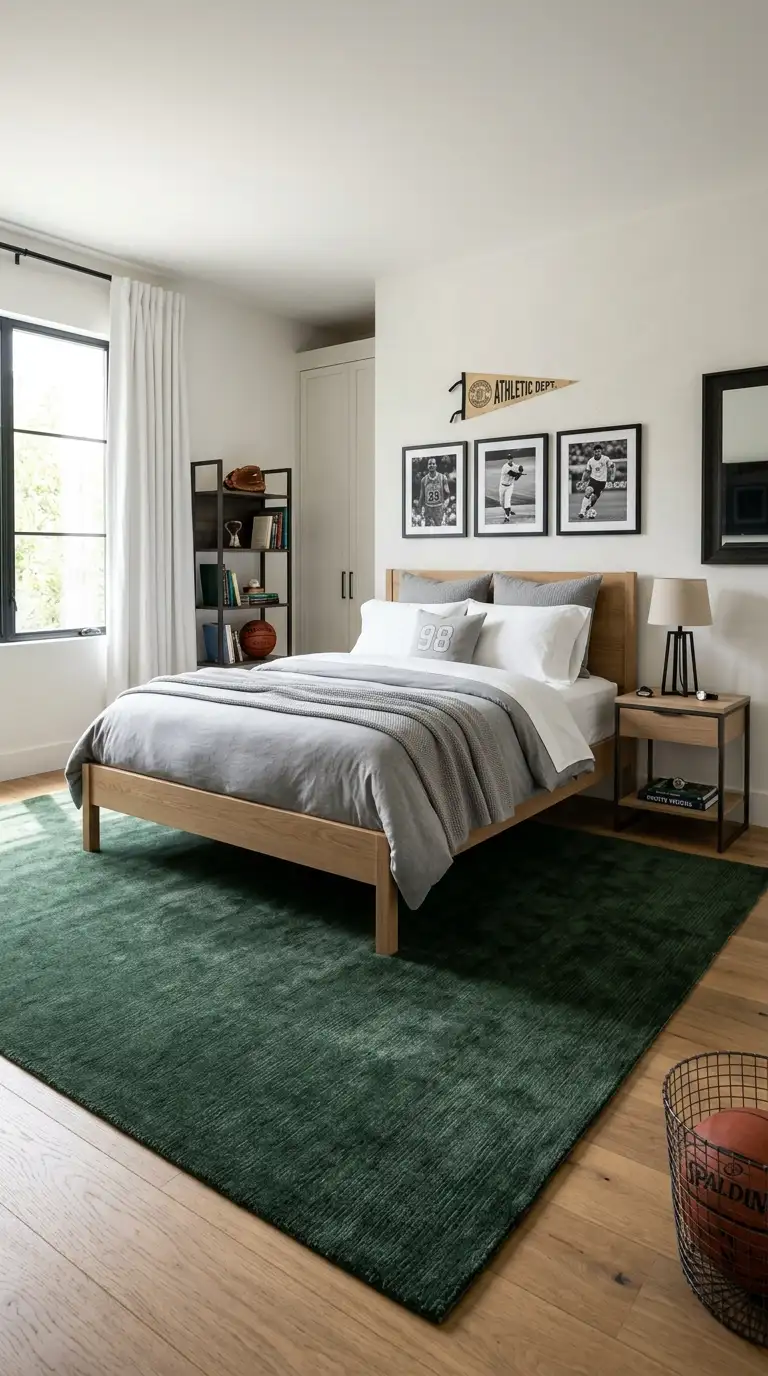 Soccer Field Inspired Green Rug