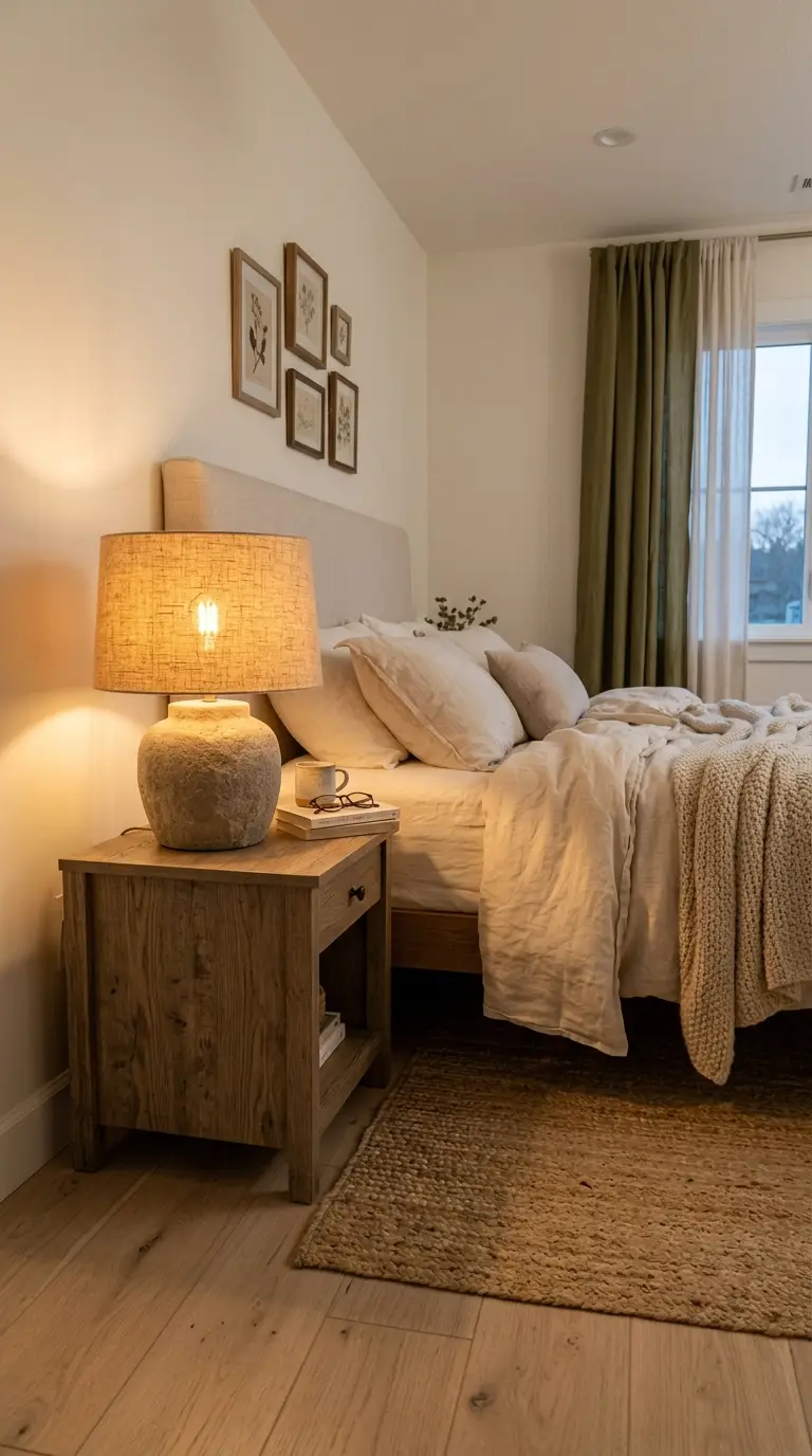 Soft Linen Shade Nightstand Lamp