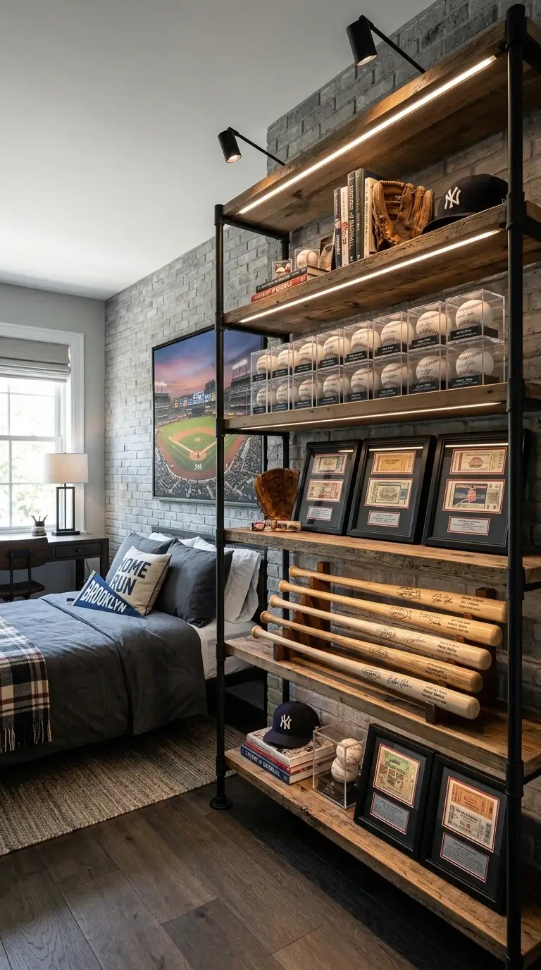 Sports Memorabilia Open Display Shelves