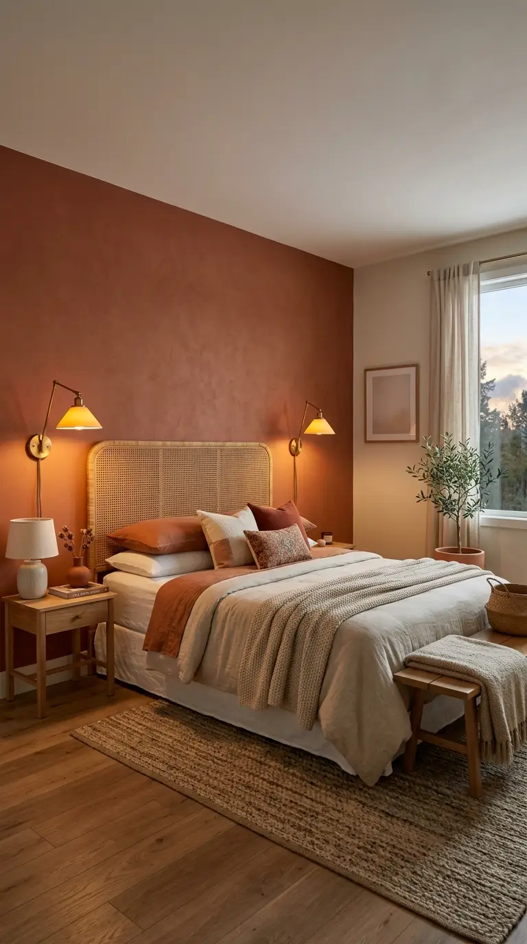 Terracotta Accent Wall Bedroom