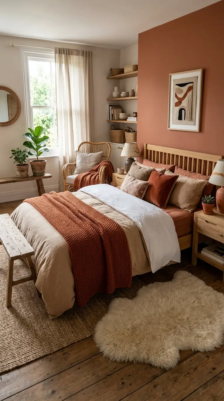 Terracotta Bedroom With Layered Textures