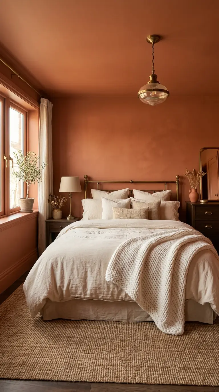 Terracotta Color Drenched Bedroom