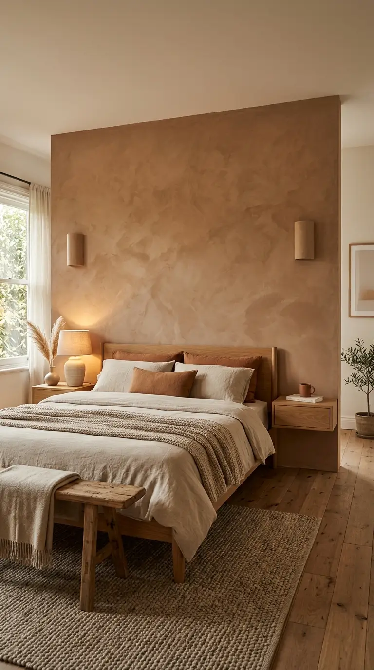 Textured Wall Panel Behind Bed