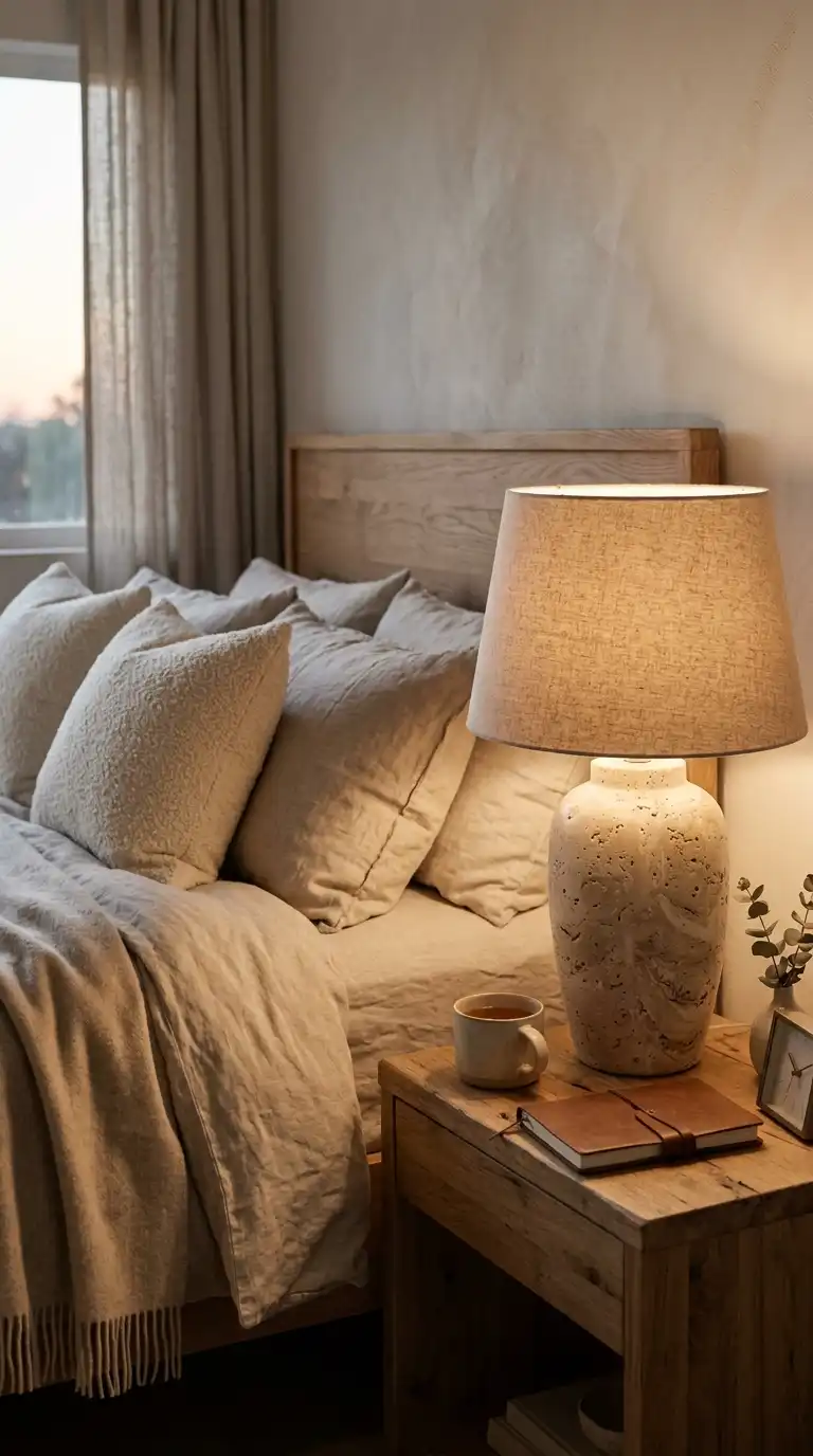 Travertine Base Bedroom Lamps