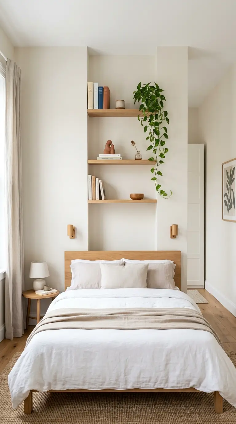 Vertical Shelving Above Bed