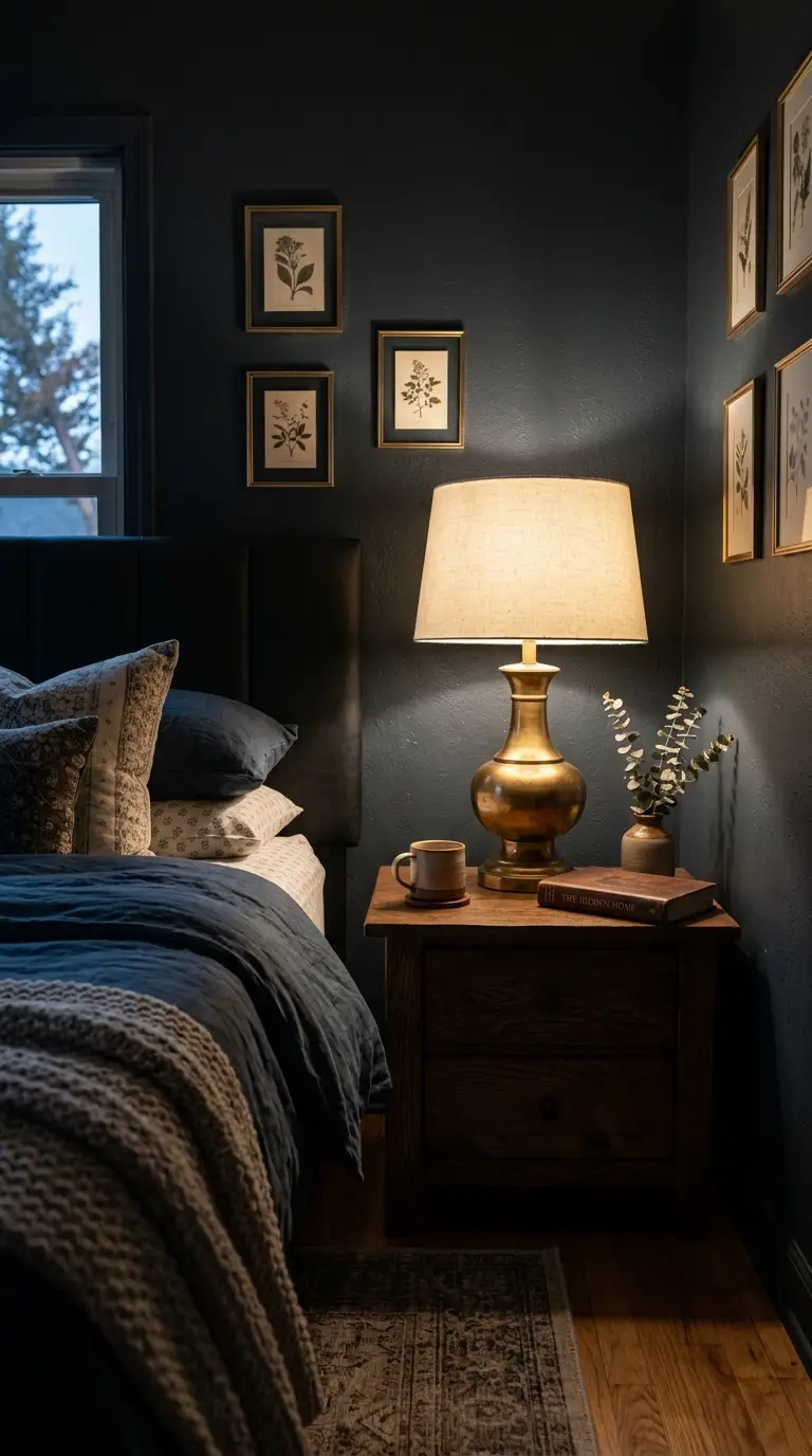 Vintage Brass Bedroom Table Lamp